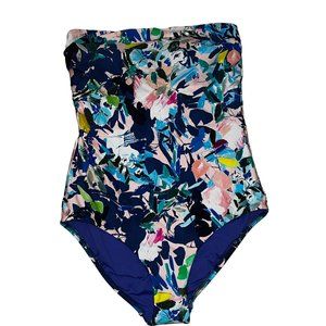 NWOT Milea Blue Floral Print Bandeau One-Piece Swimsuit Size 12 (AU) or …